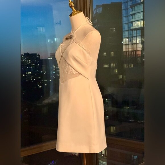 🆕 SELF PORTRAIT 🧿 NWOT White Crepe Halterneck Mini Dress, Sz UK 8 / US 4 - Picture 10 of 16